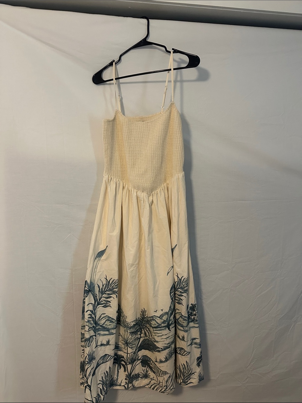 Abercrombie & Fitch Cream Maxi Dress with Blue Botanical Border